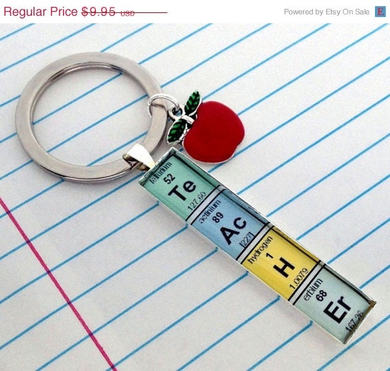 SUMMER SALE - ELEMENTS of a Teacher Key Chain - Science Teacher Gift, Teacher Appreciation, Graduation, Back to School, End of the Year Gif