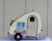 Trailer Bird House, Eco-Friendly, Tear Drop Trailer, Handcrafted and Hand Painted