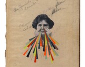 Milicent - original collage on book cover