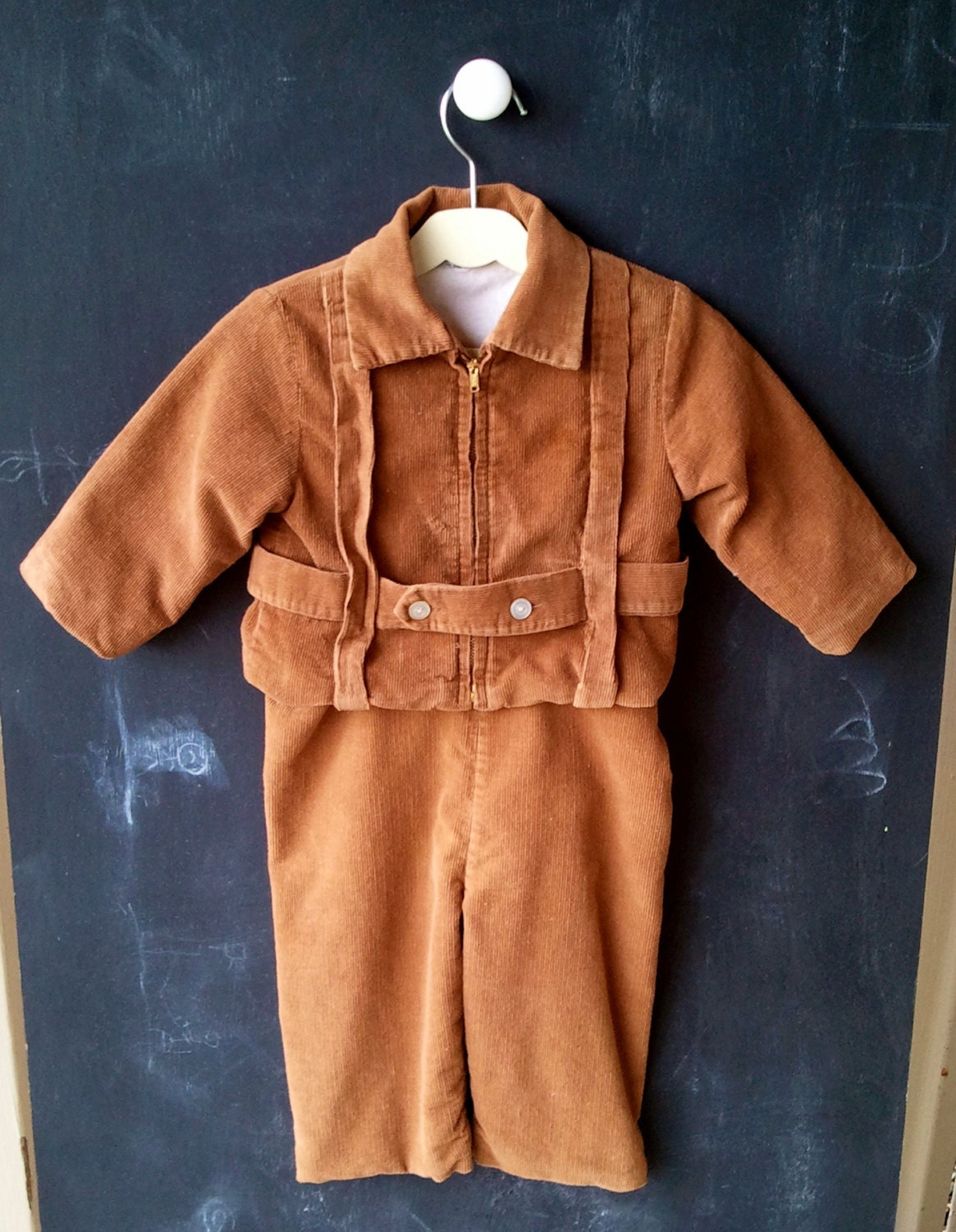 Childrens Flannel Lined Brown Corduroy Jumper and Jacket size 2
