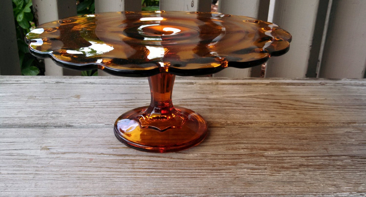 Amber Glass Cake Stand