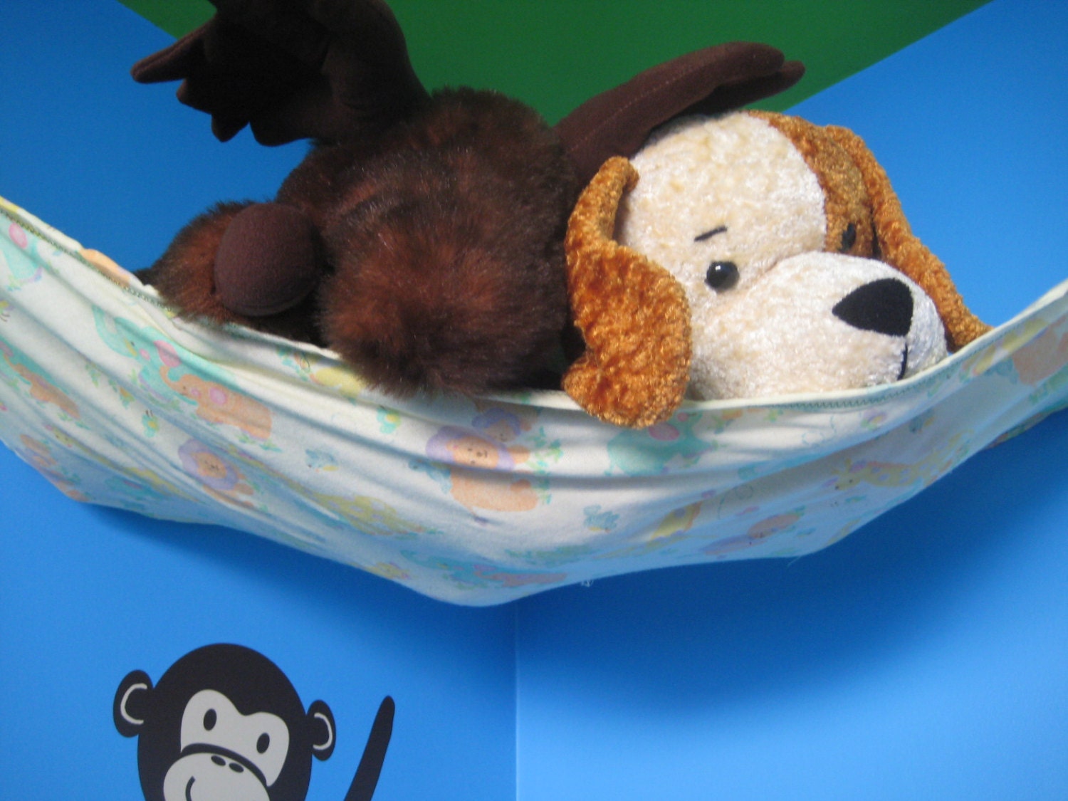 Yellow Zoo Animals Teddy Bed - Toy Hammock - Size Large