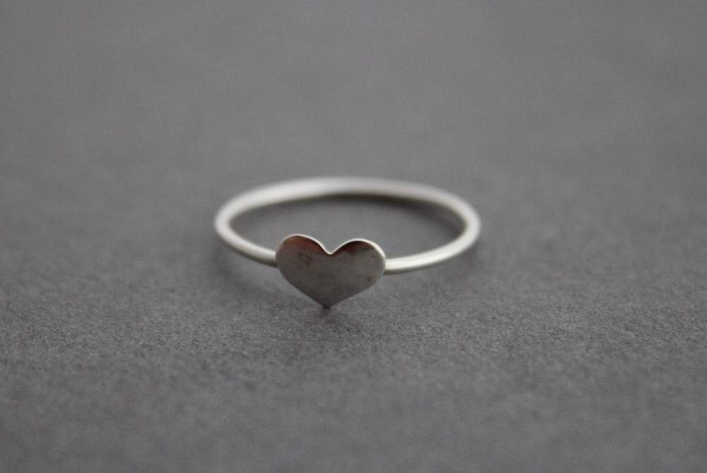 Petite Sterling Little Heart Ring, Hammered Heart, small tiny, Custom made for you, made to order