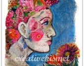 Garden Goddess - flower collage - Art Print by Regina Lord