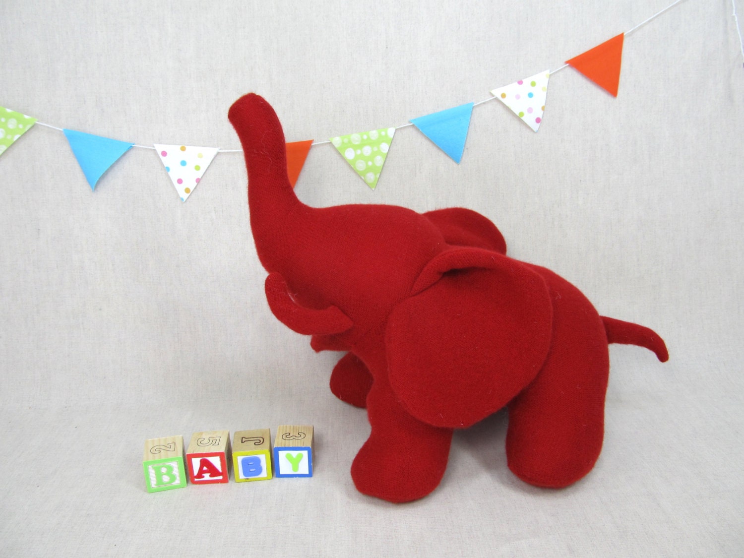 Wool Elephant, Handmade, Stuffed Animal, Toy, Children, Plush