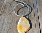 Handmade, Hammered 14K Gold Filled Asymmetrical Collar With Champaigne Drusy Pendant