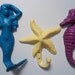 starfish, mermaid, seahorse, wall hooks, beach decor, set of 3