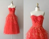 1950s party dress / vintage 50s dress / Heart's Content dress