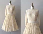 lace 50s wedding dress / 1950s dress / Pearl Lustre dress
