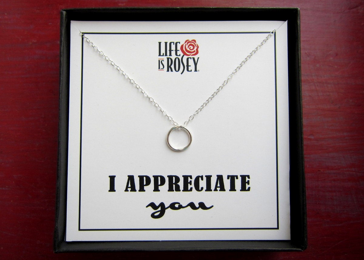 Gift for Mother - Gift for Mom - Mother Necklace with Sterling Silver Eternity Circle and Boxed Card - Teacher Appreciation Gift