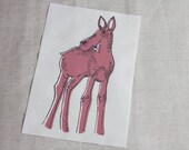 Slightly Blemished Baby Moose Panel Hand Screen Printed