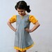 The Audrey Dress - Girls Dress in Retro Style Yellow Gold and Gray with Box Pleats - Handmade Indie Kids Fashion (Ready to Ship 3T 4T)
