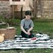 Checkerboard Picnic Blanket - XL Modern Giant Gingham - Geometric Black and White Portable Outdoors Summer Food Blanket