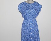 Vintage Dress Blue with White Splashes
