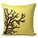 Nautical Coral Pillow Cover, Yellow Citrine Linen with Dark Brown Coral, Decorative Throw Pillow Cover 18 x 18, Pillow for Couch