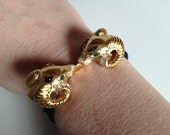Gold & Emerald Ram's Head Cuff
