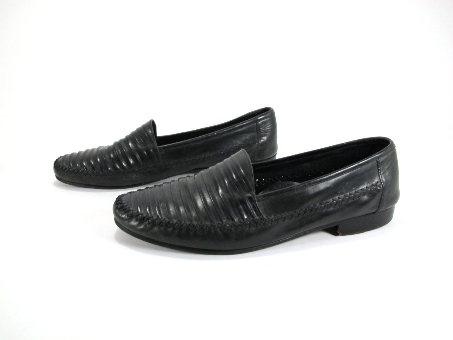 Mens Georgio Brutini Black Slip on Loafers Leather Ribbed Size 12