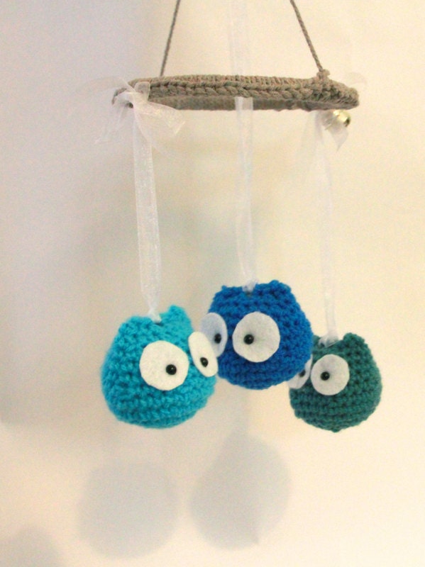 Cute Blues Crochet  mobile for your room decor