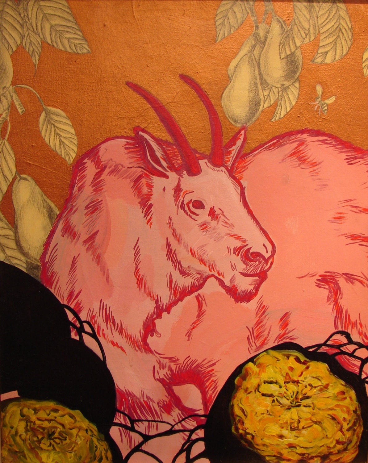 Original Acrylic Painting : "Goat" 18"x24"