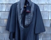 Reserved SALE price reduced frm 168 NOW 98 - Sample - The Edward Pleated Leather Yoke Top with Bell Sleeves - XS