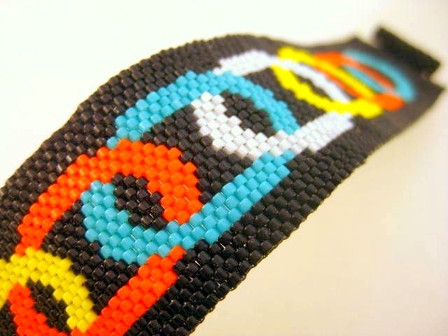 Peyote Bracelet Beaded Cuff Seed Bead Beadwork Chain Multicolor (Made To Order)