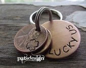 Lucky Us Copper Keychain with two lucky pennies