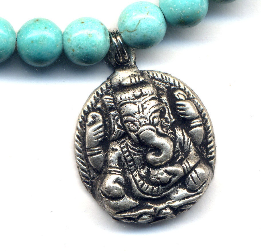 Ganesh Pendant Necklace,Tibet Silver pewter magnesite Necklace, Ganesha Ethnic Necklace, Nepal Jewelry by AnnaArt72