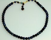 Vintage 1950s  Carnival Glass  Bead Necklace / Choker / Iridescent