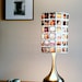 Lampshade made from vintage slides with modern brushed stainless droplet base