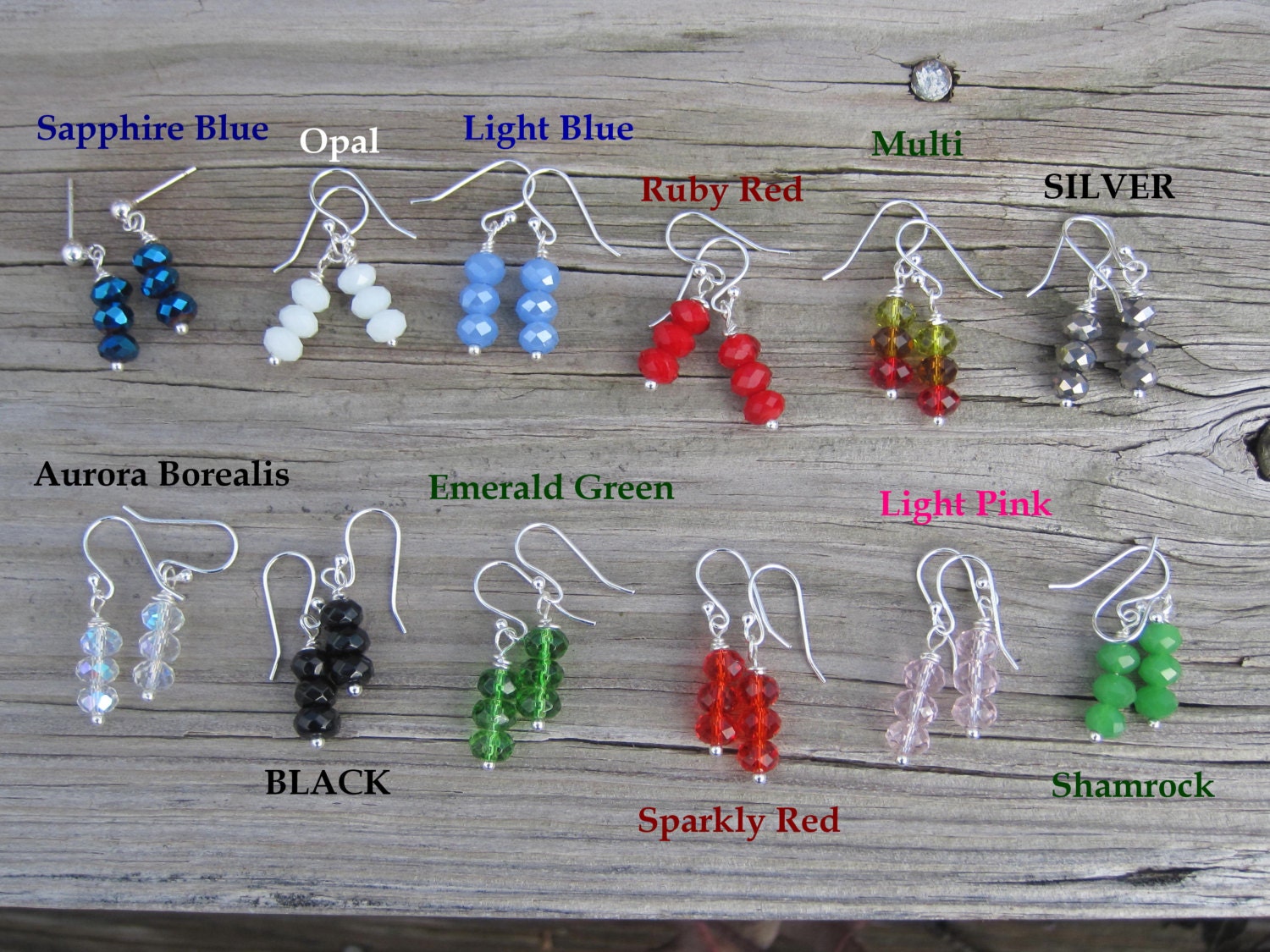 Gemstone Row Necklace and Earring Set. Trapeze Necklace.