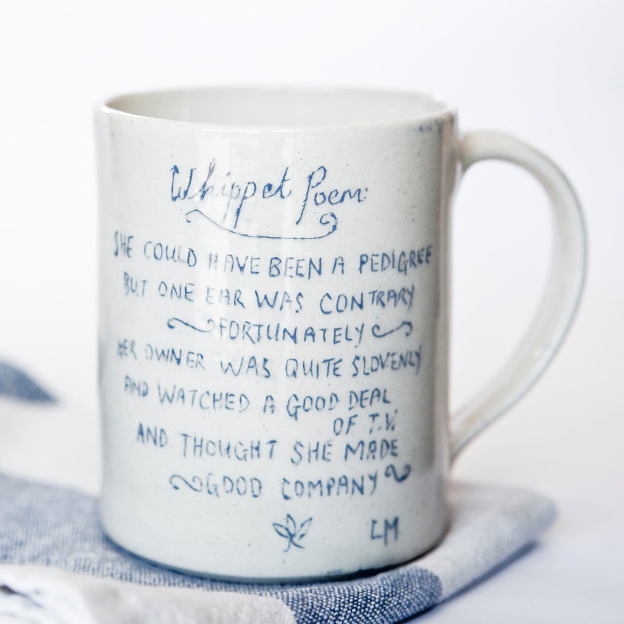 Whippet Poem - Slip decorated Ceramic Cup.