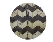 Distressed natural reclaimed wood chevron wall clock