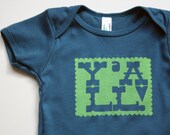 Y'all - Organic Cotton - blue baby bodysuit - southern screenprint