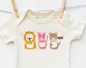 Oh My - lion tiger and bear screen printed baby onesie