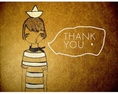SALE// Little Sailor Man THANK YOU postcard