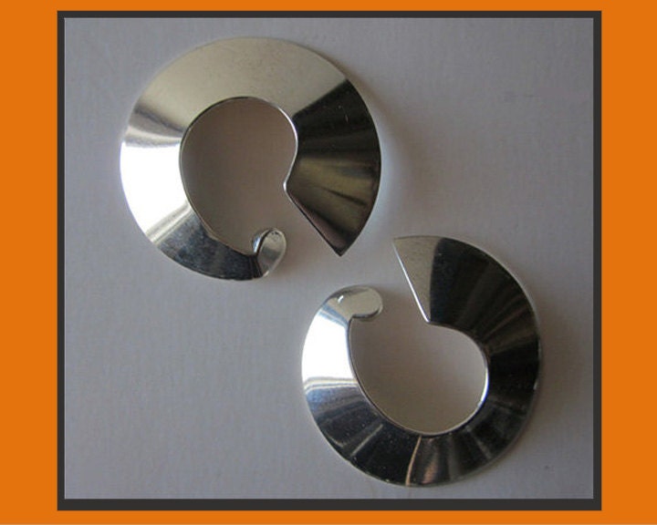 Denmark Avant Garde Ear Cuffs--Modernist Sterling Silver Slings/Hoops,Signed,Vintage Jewelry,Women