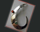 Israeli Modernist BAR Sterling Silver Pendant/Brooch--Gemstone Cabochons,Vintage Jewelry,Women