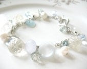 Vintage Buttons Charm Bracelet - freshwater pearls