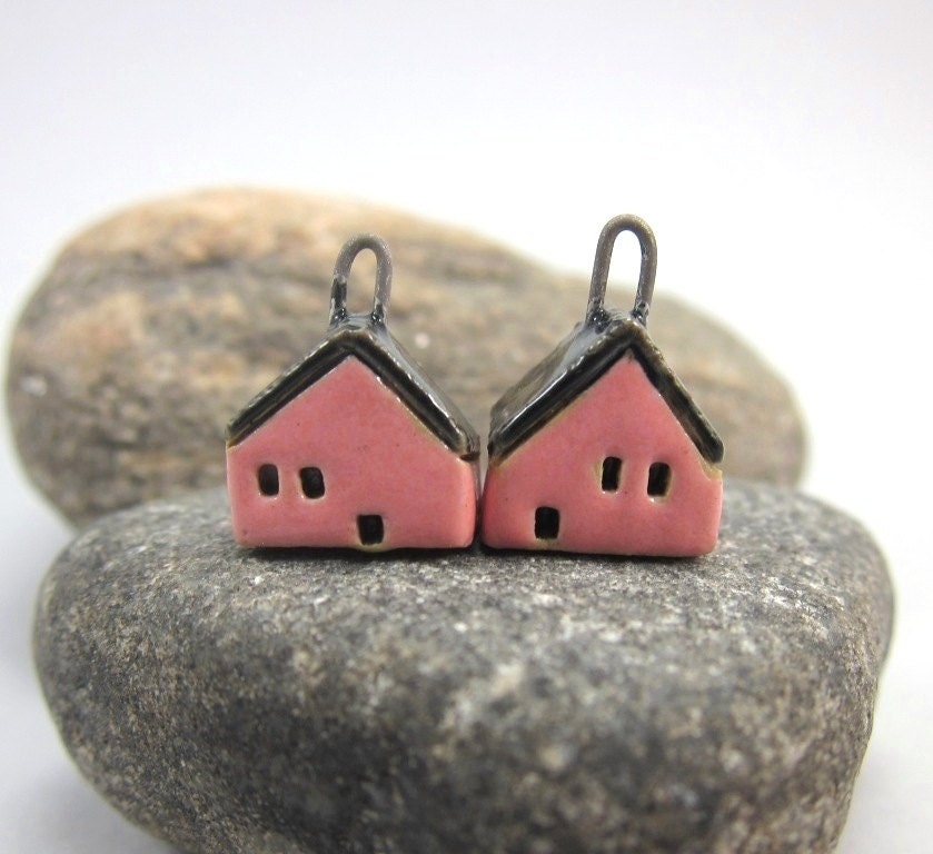 PINK...Porcelain House Earrings