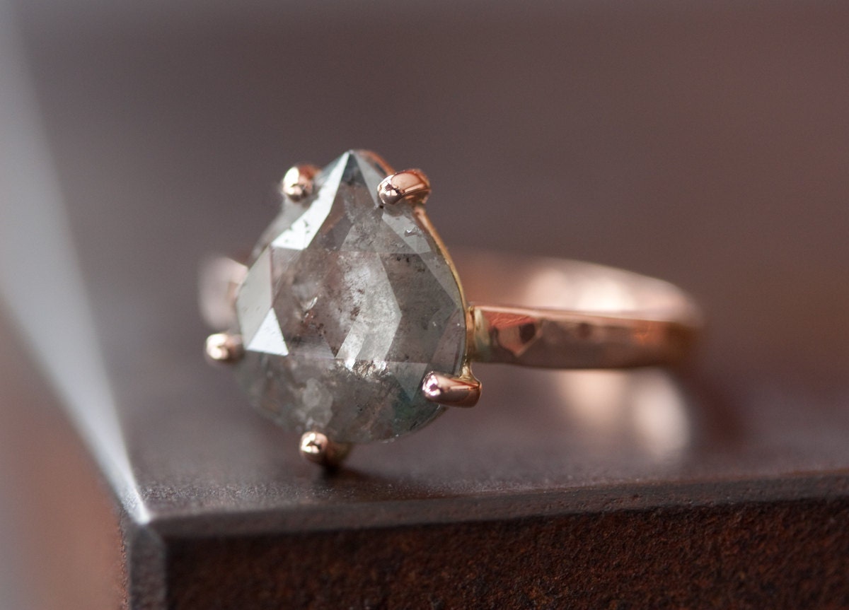 Prong-Set Rose Cut Natural Diamond Ring