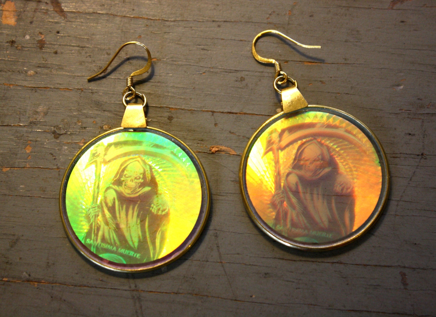 VTG 90's Grim Reaper Hologram Earrings