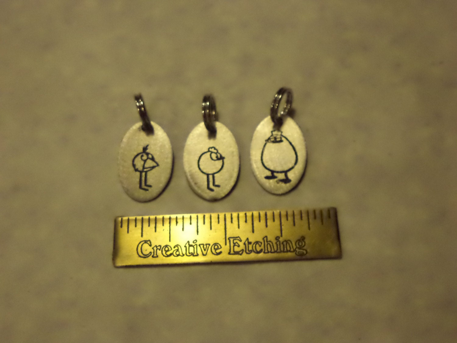 Peep Chirp Quack Etched Nickel Silver Charm Set