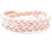 Pink braided bracelet - braided suede bracelet - braided leather bracelet - faux suede leather bracelet - braided friendship bracelet