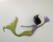 Art sculpture mermaid decor  - Flora - handmade upcycled metal wall sculpture bath beach cottage sexy 11 x27