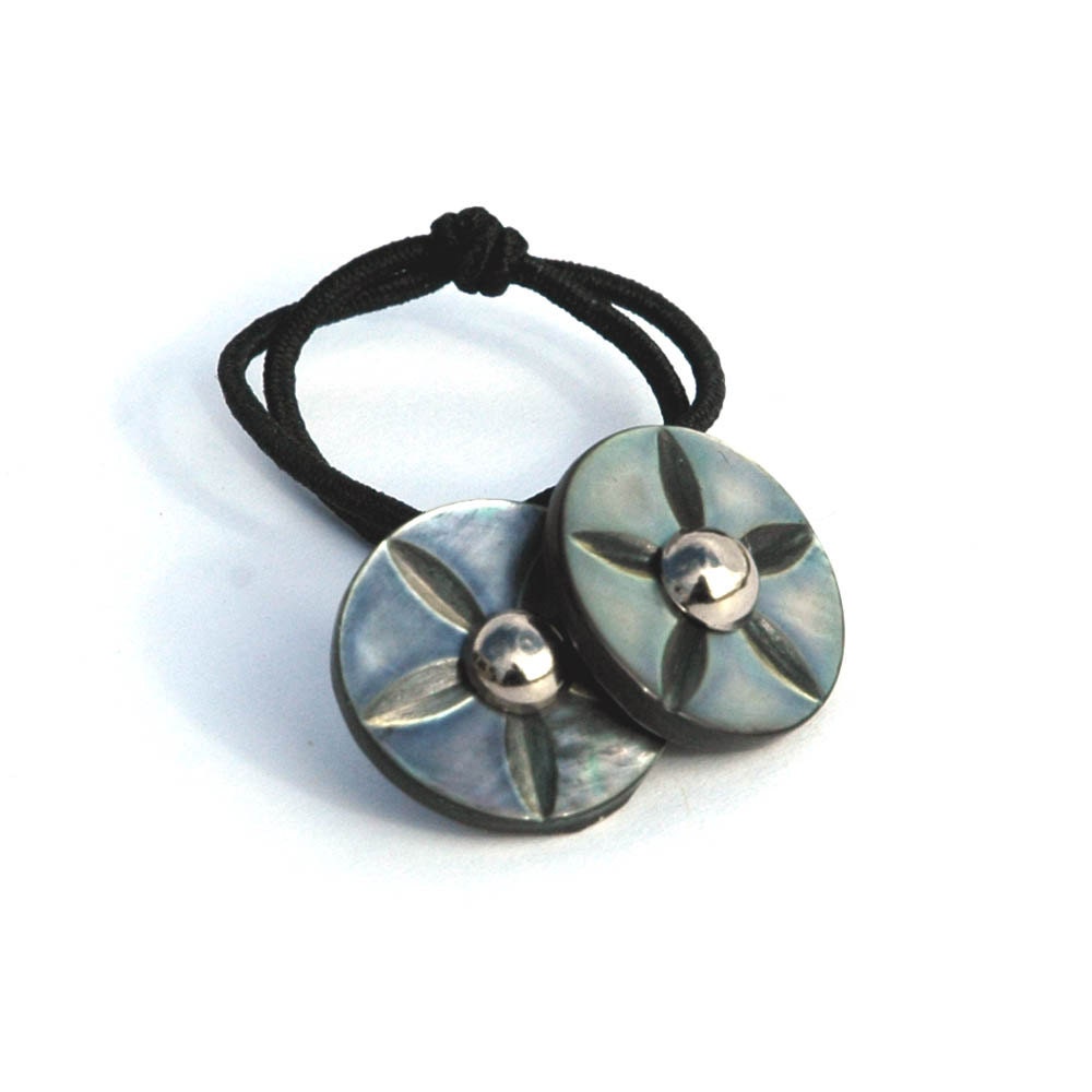 Hair Accessory Ponytail - Mother of Pearl Vintage Buttons