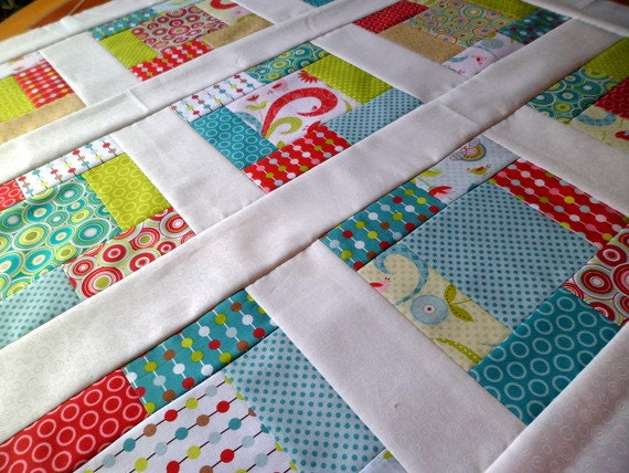 Quilt Top Unfinished baby sized - Love Birds by My Minds Eye for Riley Blake Designs - bright and fun 38 in x 38 in
