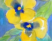Yellow Pansies Watercolor Print