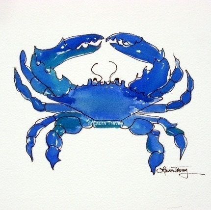 Blue Crab Watercolor Print