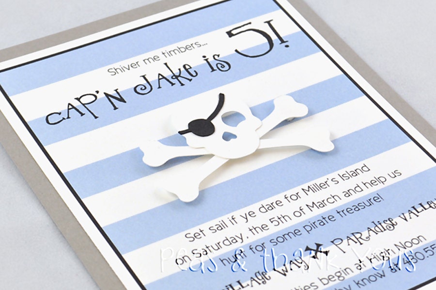 Punky Pirate Handmade Birthday Party Invitation Il_570xn