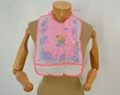 Vintage Vinyl Baby Bib bright pink 1970's